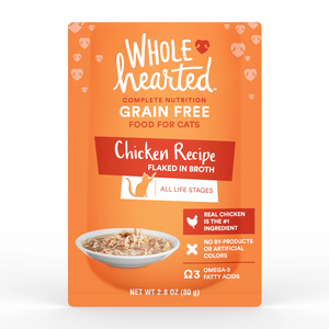 WholeHearted Grain Free Wet Cat Food Chicken Recipe Flaked In Broth