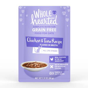 WholeHearted Grain Free Wet Cat Food Chicken & Tuna Recipe Flaked In Broth
