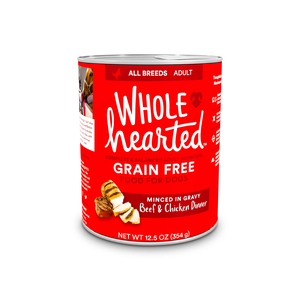 WholeHearted Grain Free Wet Dog Food Beef & Chicken Dinner Minced In Gravy