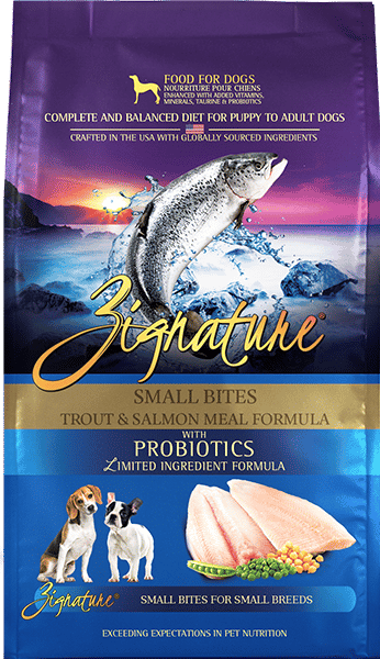 Zignature Limited Ingredient Small Bites Trout & Salmon Meal Formula For Small Breed Dogs