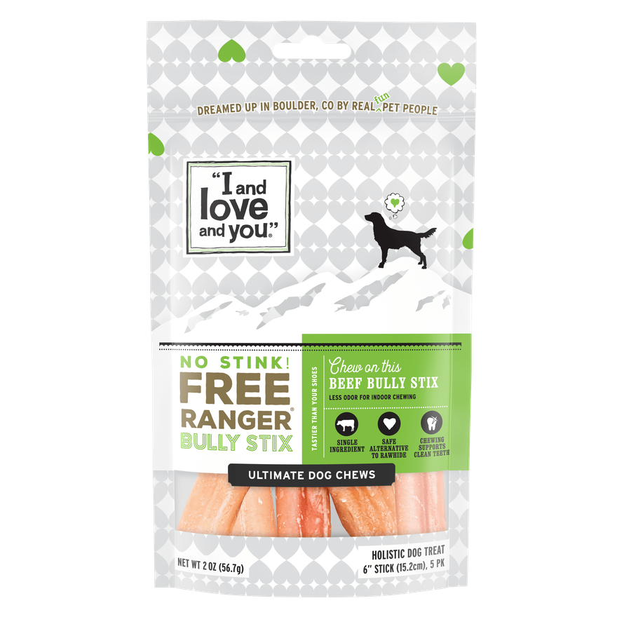 I and Love and You Ultimate Dog Chews No Stink! Free Ranger Beef Bully Stix
